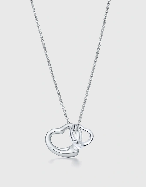 Elsa Peretti Open Heart Sterling Silver And Rock Crystal Pendant Necklace