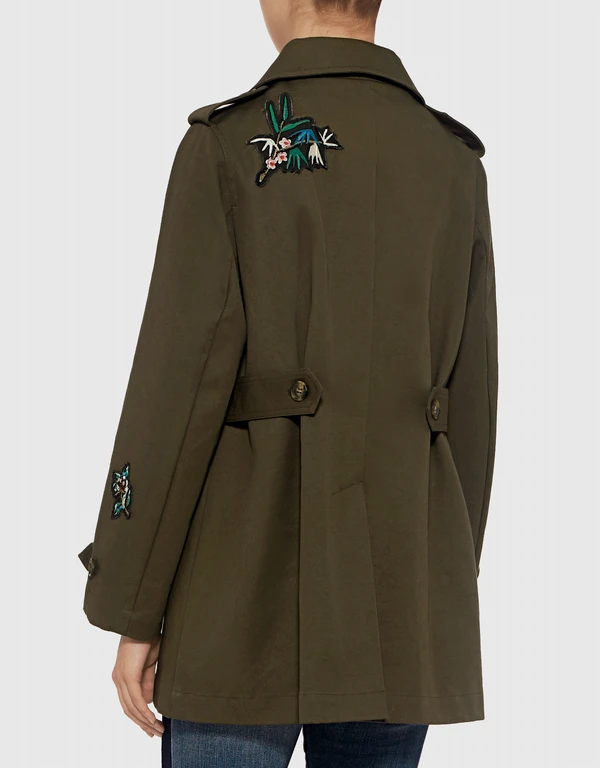 Flower Patch Embellished Trench Coat