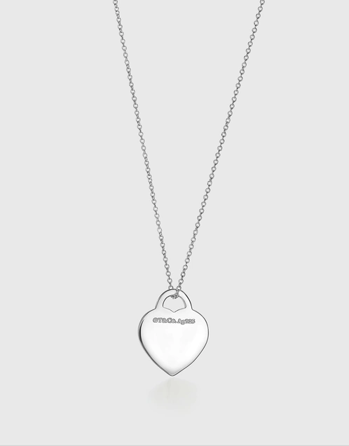 Return to Tiffany Small Sterling Silver Diamond Heart Tag Pendant Necklace