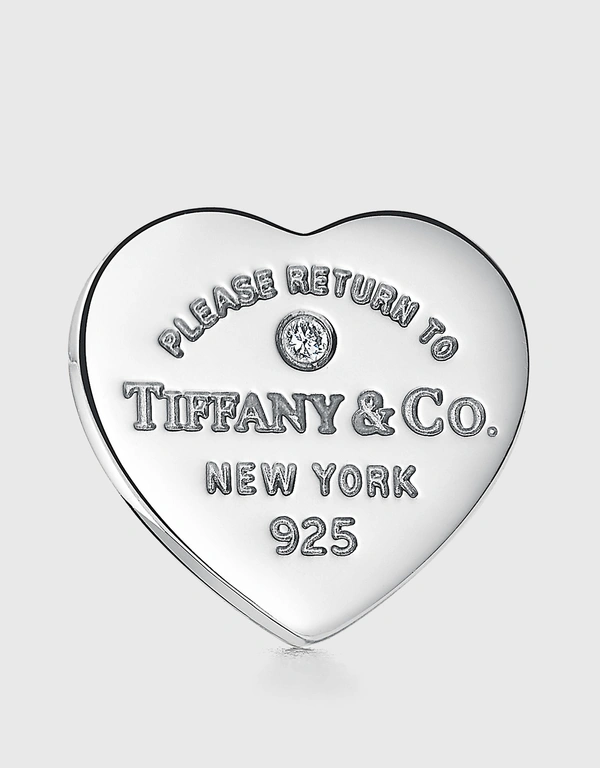 Return to Tiffany Sterling Silver Diamond Heart Tag Earrings