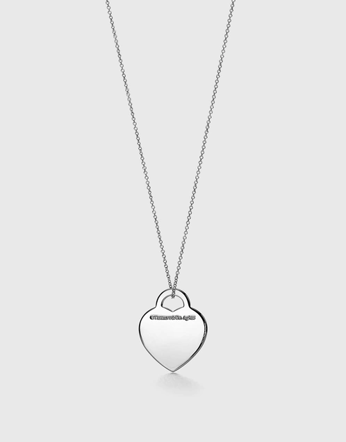 Return to Tiffany Medium Sterling Silver Diamond Heart Tag Pendant Necklace