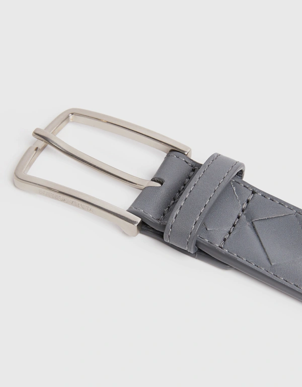 Intreccio Calfskin Leather Vintage Silver Finish Belt-95cm