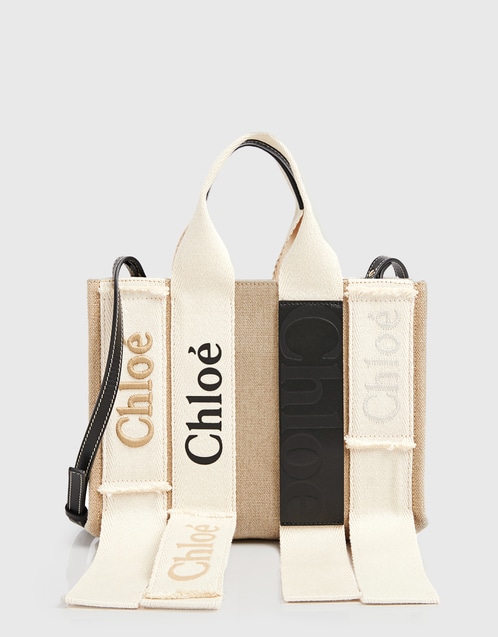 Chloé Large Woody Linen Tote Bag - Neutrals