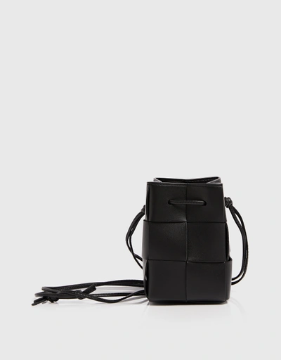 Cassette Mini Intreccio Leather Bucket Bag