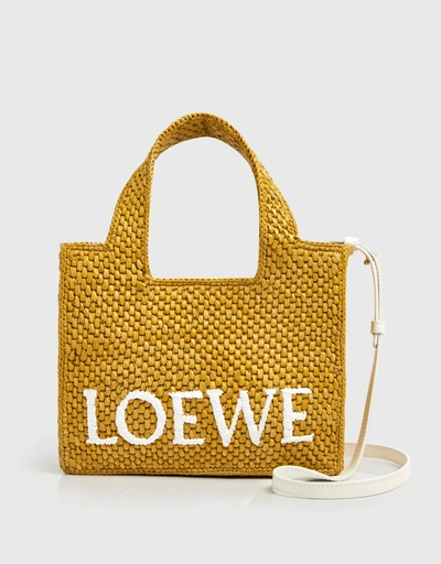 Loewe Font Small Raffia Tote Bag