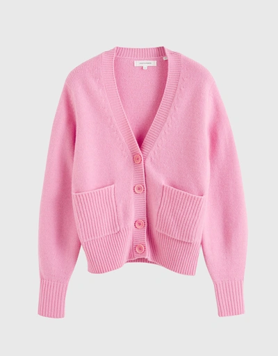 羊毛羊絨開襟衫 - Pink-Lily