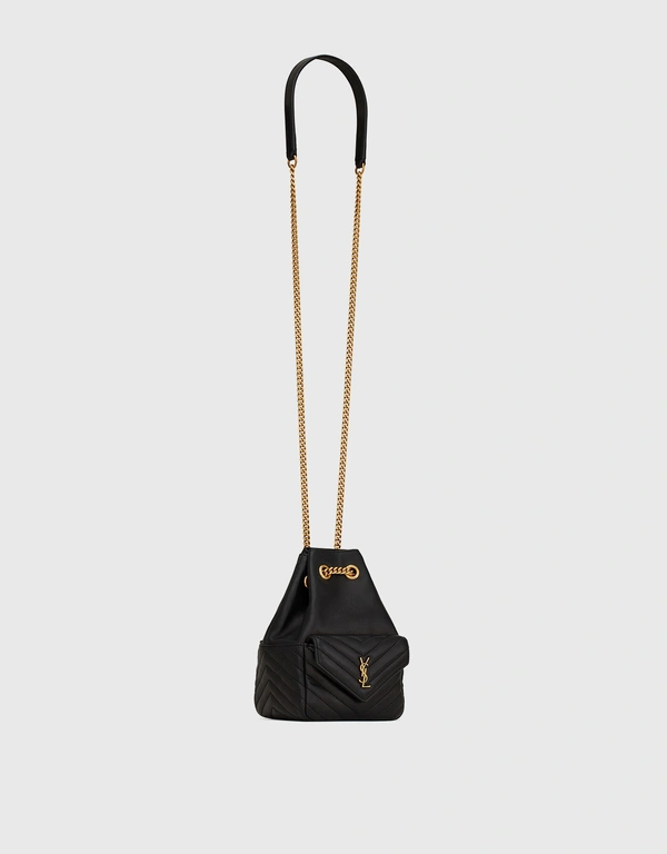 Saint Laurent Joe Mini Quilted Lambskin Bucket Bag