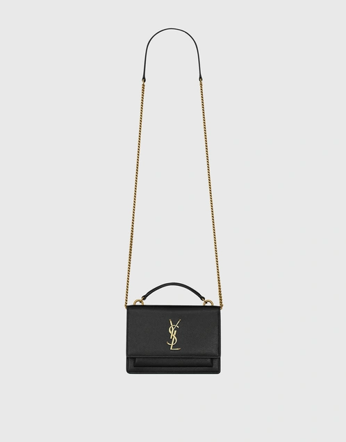 Saint Laurent Sunset Monogram Medium Leather Shoulder Bag - Black