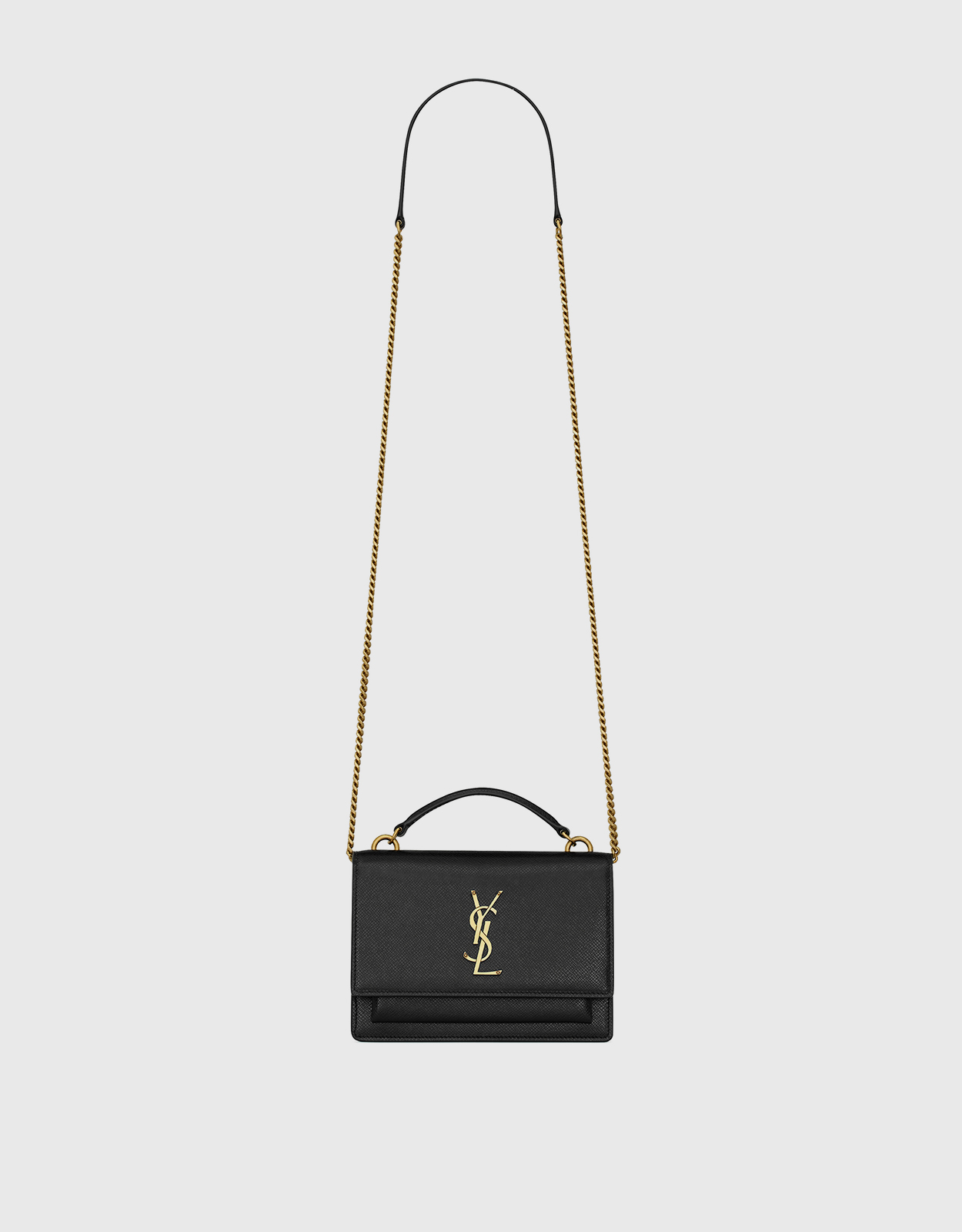 Saint Laurent Sunset Small YSL Monogram Metallic Shoulder Bag