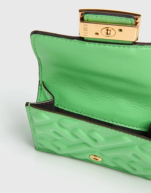 Fendi Baguette Leather Wallet On Chain in Green