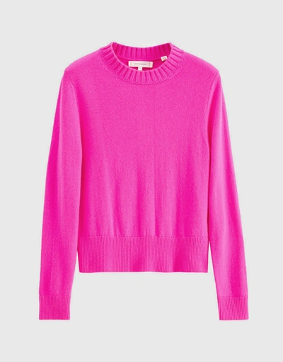 Wool-Cashmere Cropped Sweater-Fuchsia