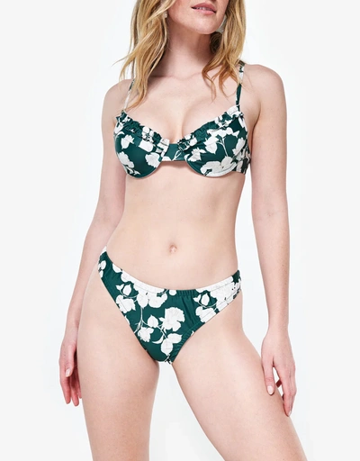 Bowe Ruffle Bikini Top-Green Floral