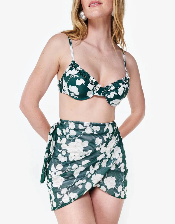 Sister Swim Bowe Ruffle Bikini Top-Green Floral