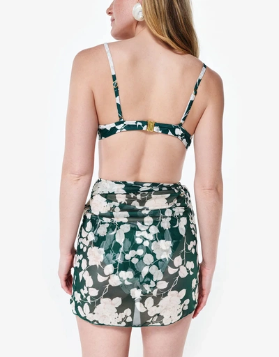 Bridget Wrap Mini Skirt-Green Floral