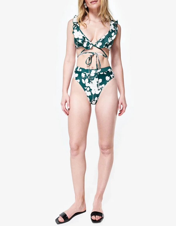 Sister Swim Bry Bikini Bottom-Green Floral