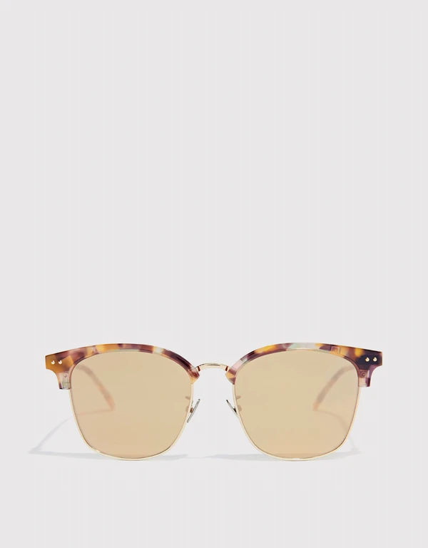 Bottega Veneta Mirrored Havana Squared Sunglasses