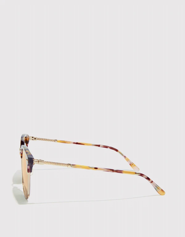 Bottega Veneta 鏡面琥珀紋方框太陽眼鏡