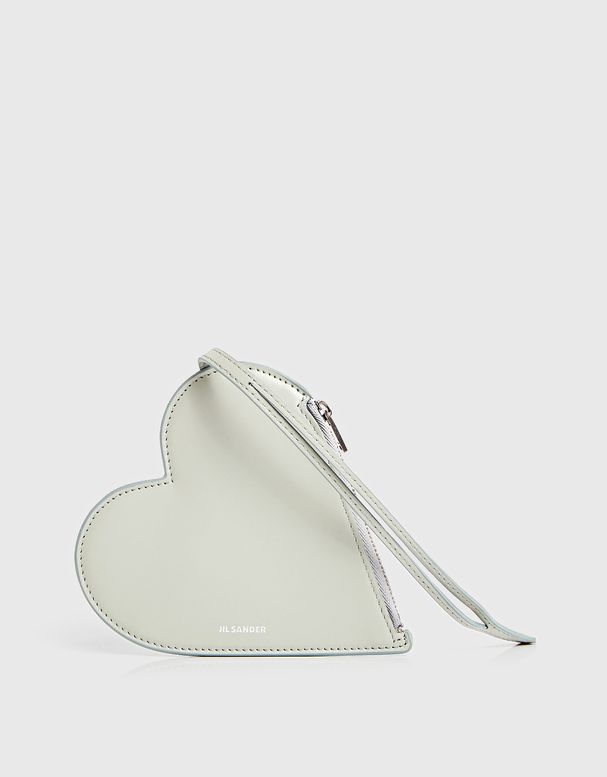 Jil Sander Heart-shaped Calf Leather Coin Pouch-Grey Green
