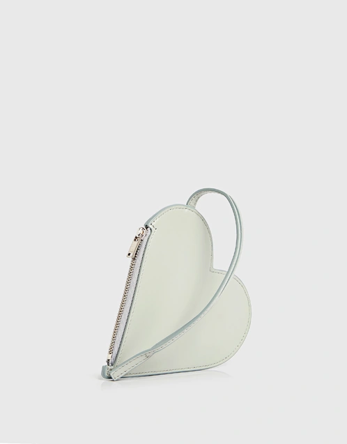 Heart-shaped Calf Leather Coin Pouch-Grey Green