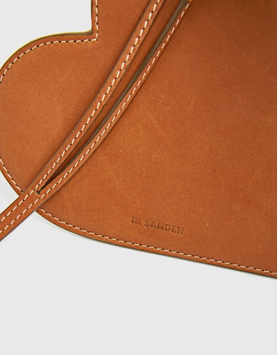 Heart-shaped Calf Leather Coin Pouch-Honey Brown