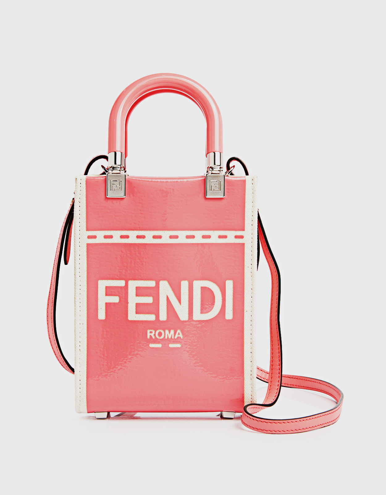 Fendi Sunshine Shopper Mini Canvas Crossbody Bag (Mini Bags) IFCHIC.COM