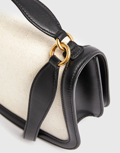 Leather-trimmed Canvas Crossbody Bag