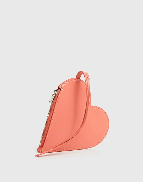Heart-shaped Calf Leather Coin Pouch-Orange