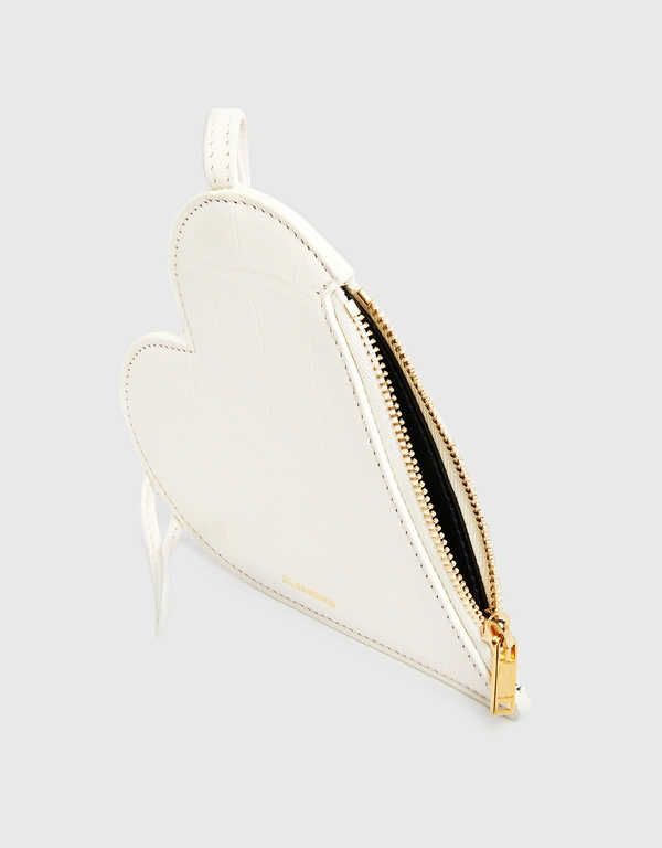 Jil Sander Heart-shaped Calf Leather Coin Pouch-White