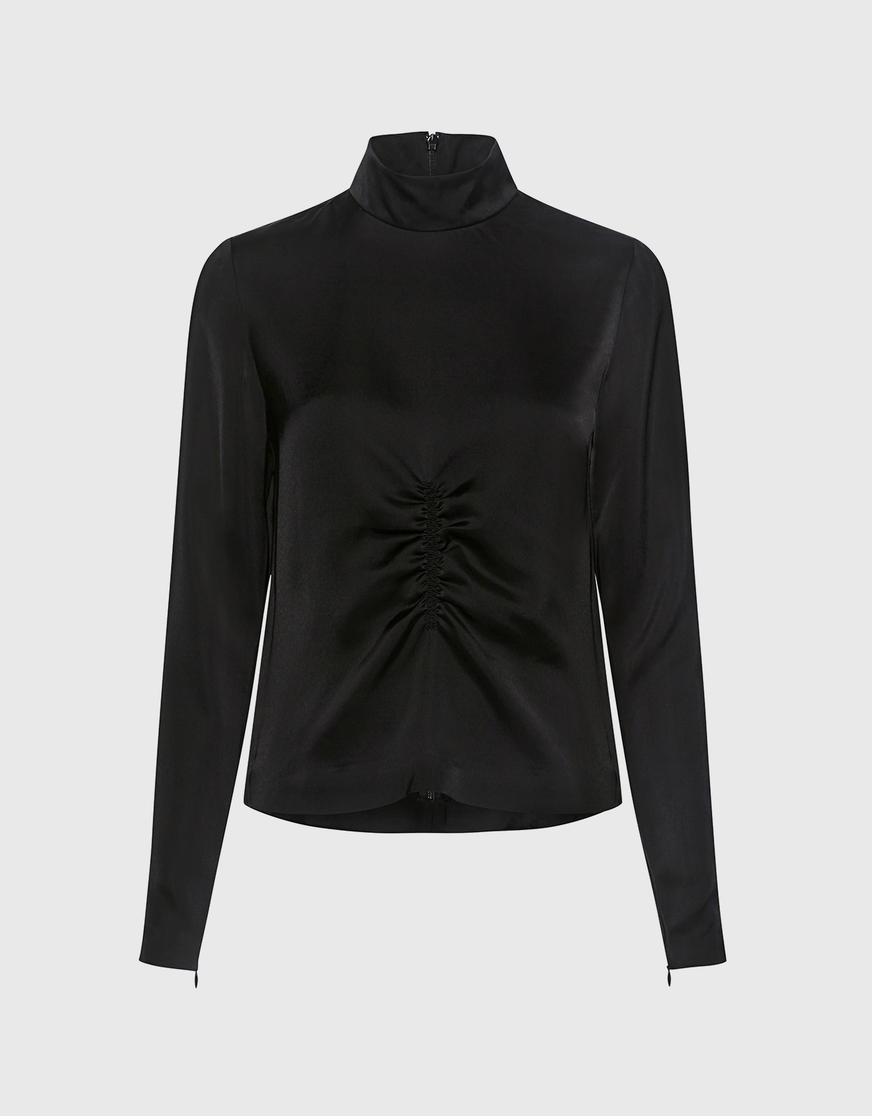 McQ Alexander McQueen Turtleneck Long Sleeved Satin Top (Tops
