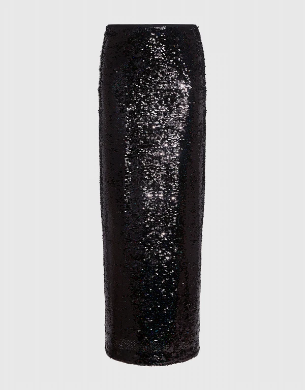 McQ Alexander McQueen Sequin Slit Maxi Tube Skirt