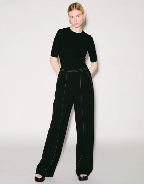Relaxed Pull On Wide Leg Pants