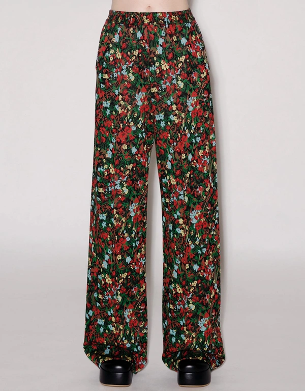 Rosetta Getty Relaxed Pull On Printed Wide Leg Pants