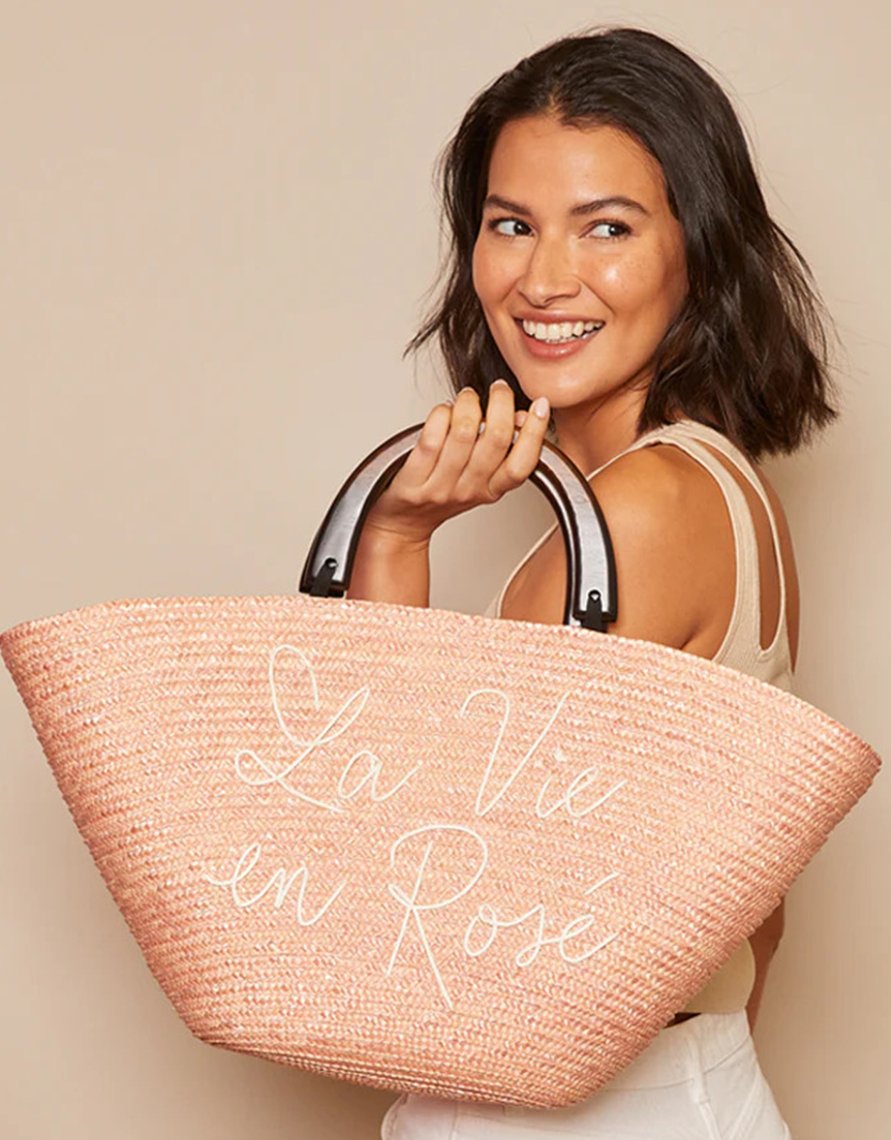 Eugenia Kim Carlotta La Vie en Rosé Straw Tote Bag (Tote Bags