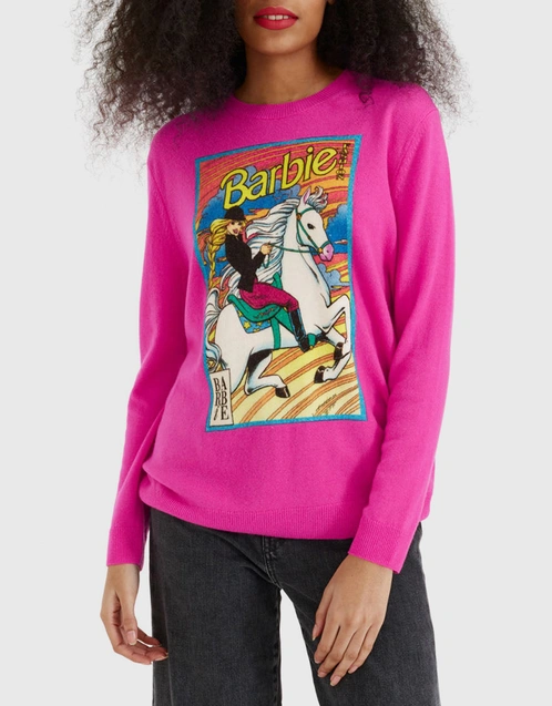 Equestrian Barbie Wool-Cashmere Sweater-Pink