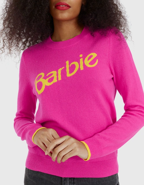 Barbie Slogan Wool-Cashmere Sweater-Pink