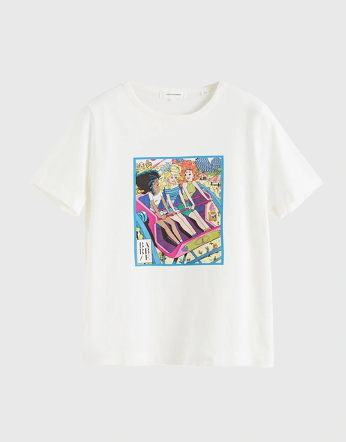 Rollercoaster Barbie Cream Cotton T-Shirt