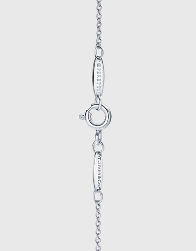 Elsa Peretti Medium Sterling Silver Diamond Open Heart Pendant Necklace 16mm