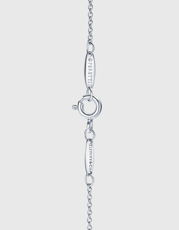 Tiffany & Co. Elsa Peretti Medium Sterling Silver Diamond Open Heart Pendant Necklace 16mm