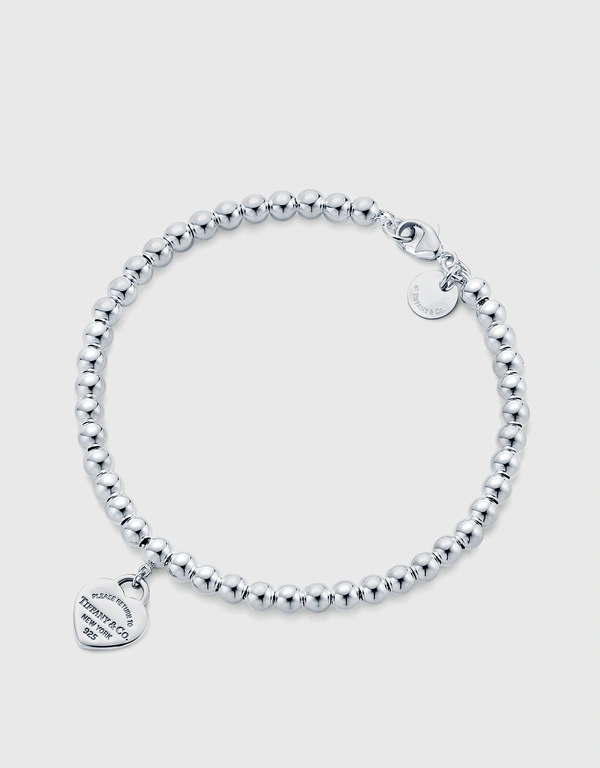 Tiffany & Co. Return to Tiffany Sterling Silver Pink Enamel Heart Bead Bracelet
