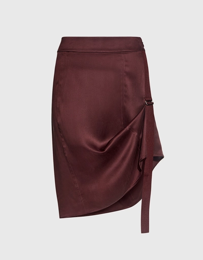 Sana Belt Side Detail Silk Skirt