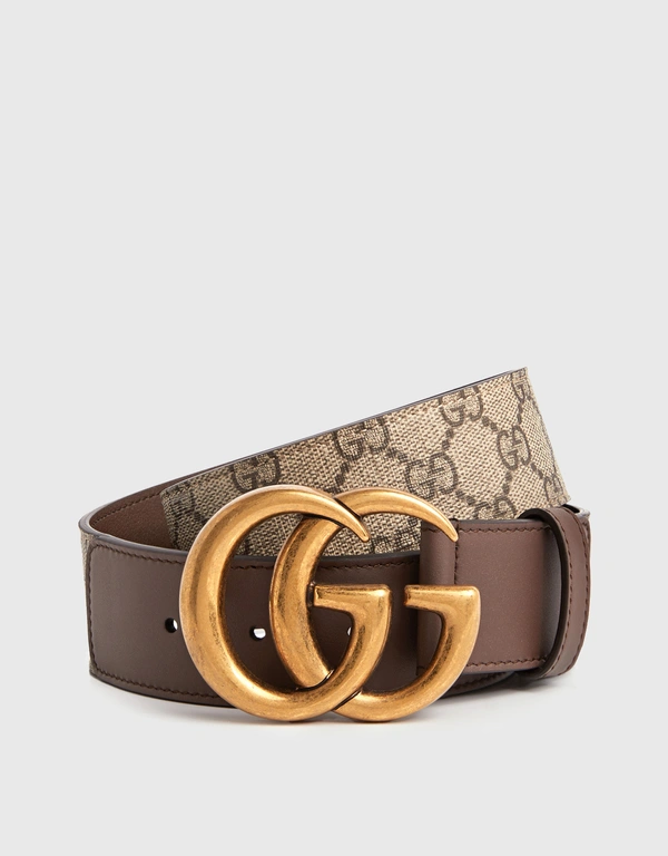 Gucci GG Double Buckle Canvas Leather Belt