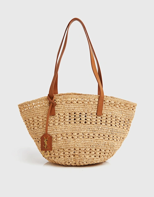 Basket style straw bag with logo Saint Laurent