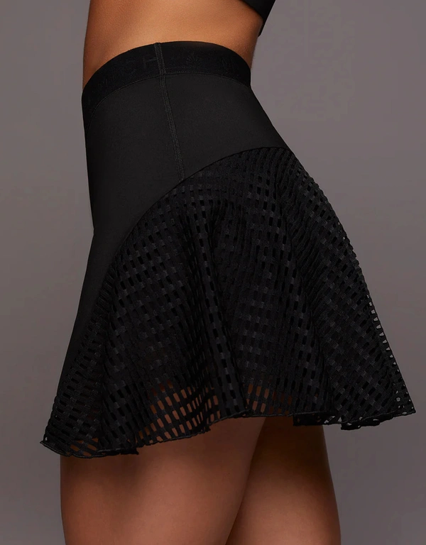 Michi Stargaze Mesh Mini Skirt with Short-Black