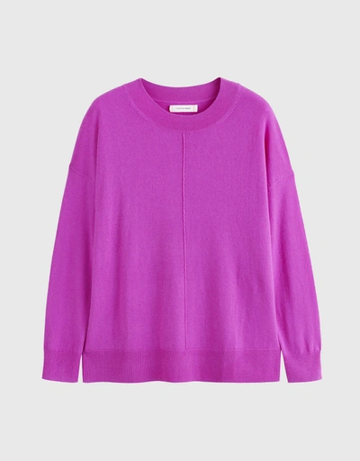 Wool-Cashmere Slouchy Sweater - Violet