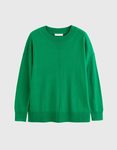 Wool-Cashmere Slouchy Sweater - Forest-Green