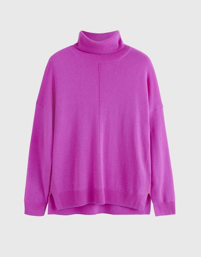 Wool-Cashmere Relaxed Rollneck Sweater - Violet