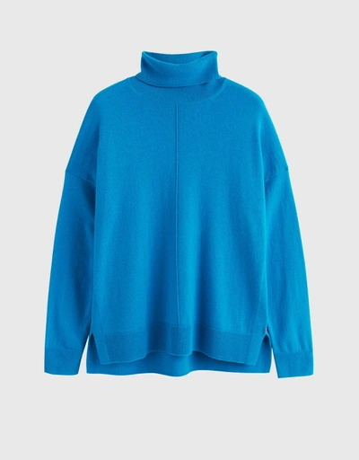 Wool-Cashmere Relaxed Rollneck Sweater - Teal