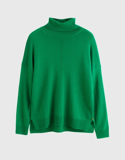 Wool-Cashmere Relaxed Rollneck Sweater - Forest-Green