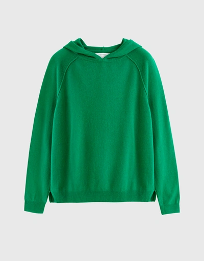 Wool-Cashmere Boxy Hoodie - Forest-Green