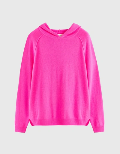 Wool-Cashmere Boxy Hoodie - Hot-Pink